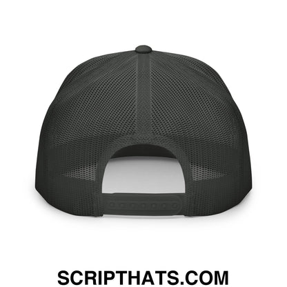 Strip Club Veteran Embroidered Flat Bill Brim Mesh Trucker Hat Charcoal