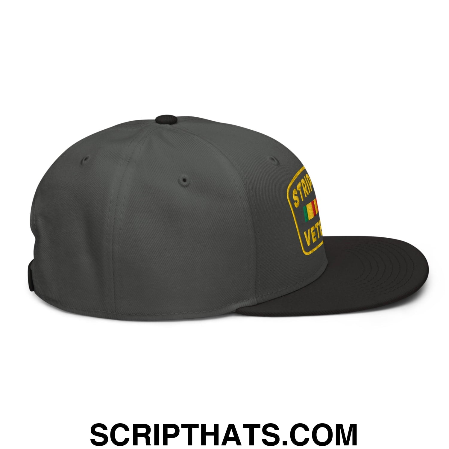 Strip Club Veteran Embroidered Flat Brim Bill Snapback Hat Black Charcoal gray Charcoal gray