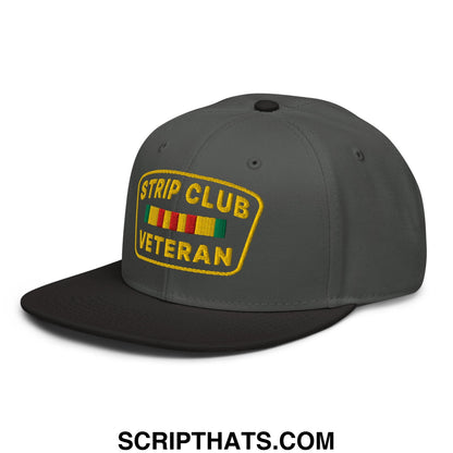 Strip Club Veteran Embroidered Flat Brim Bill Snapback Hat Black Charcoal gray Charcoal gray