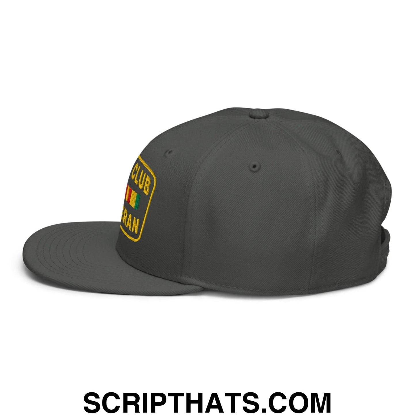 Strip Club Veteran Embroidered Flat Brim Bill Snapback Hat Charcoal gray