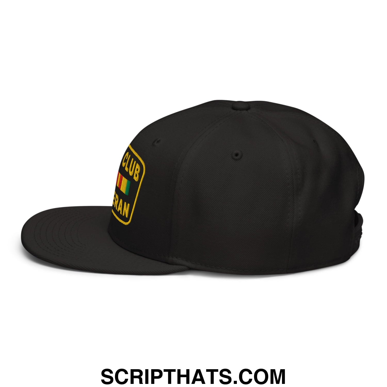 Strip Club Veteran Embroidered Flat Brim Bill Snapback Hat Black