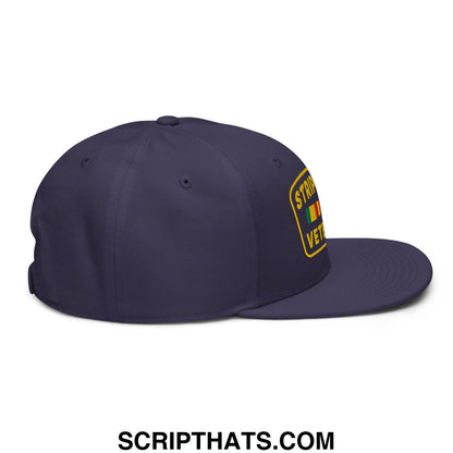 Strip Club Veteran Embroidered Flat Brim Bill Snapback Hat Navy blue