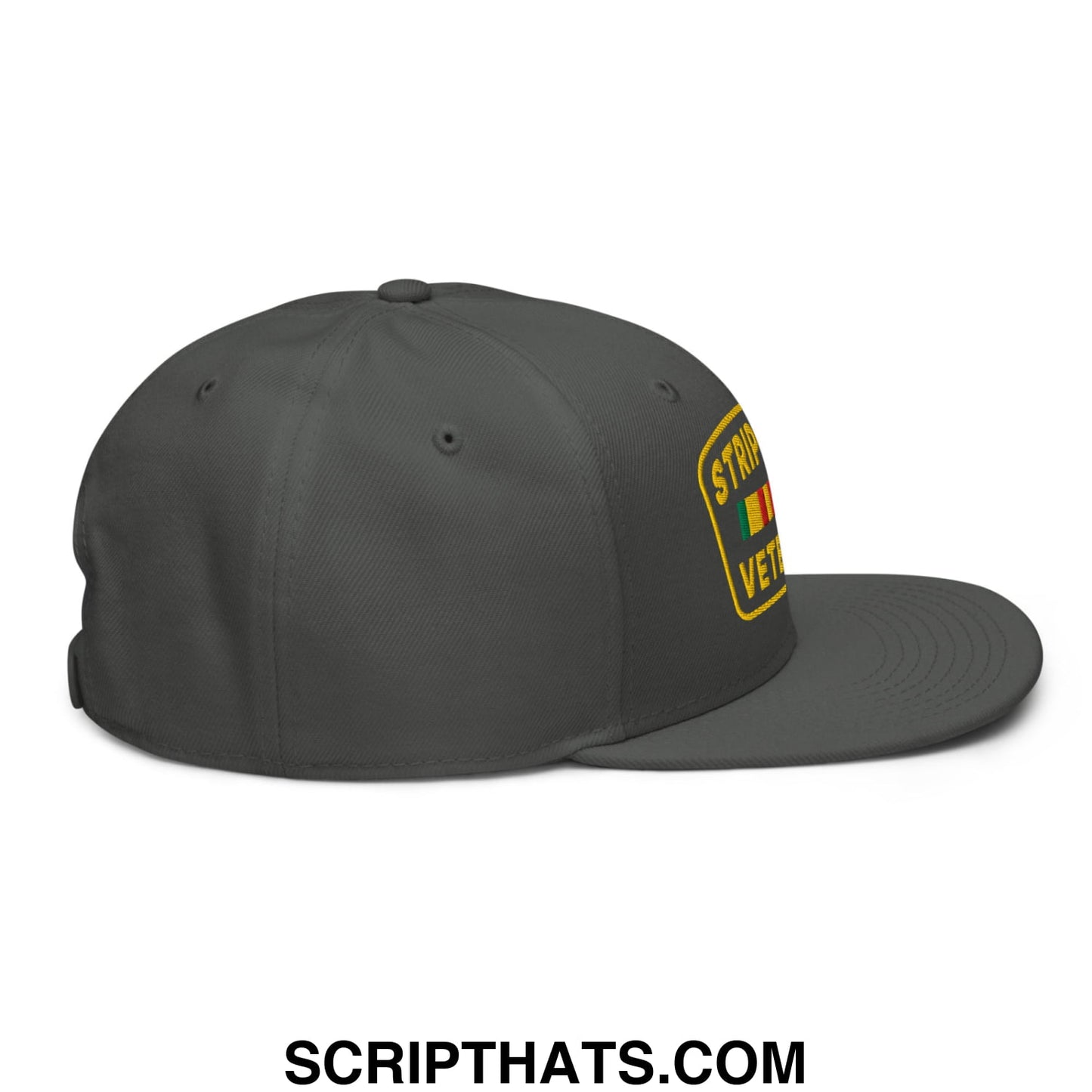 Strip Club Veteran Embroidered Flat Brim Bill Snapback Hat Charcoal gray