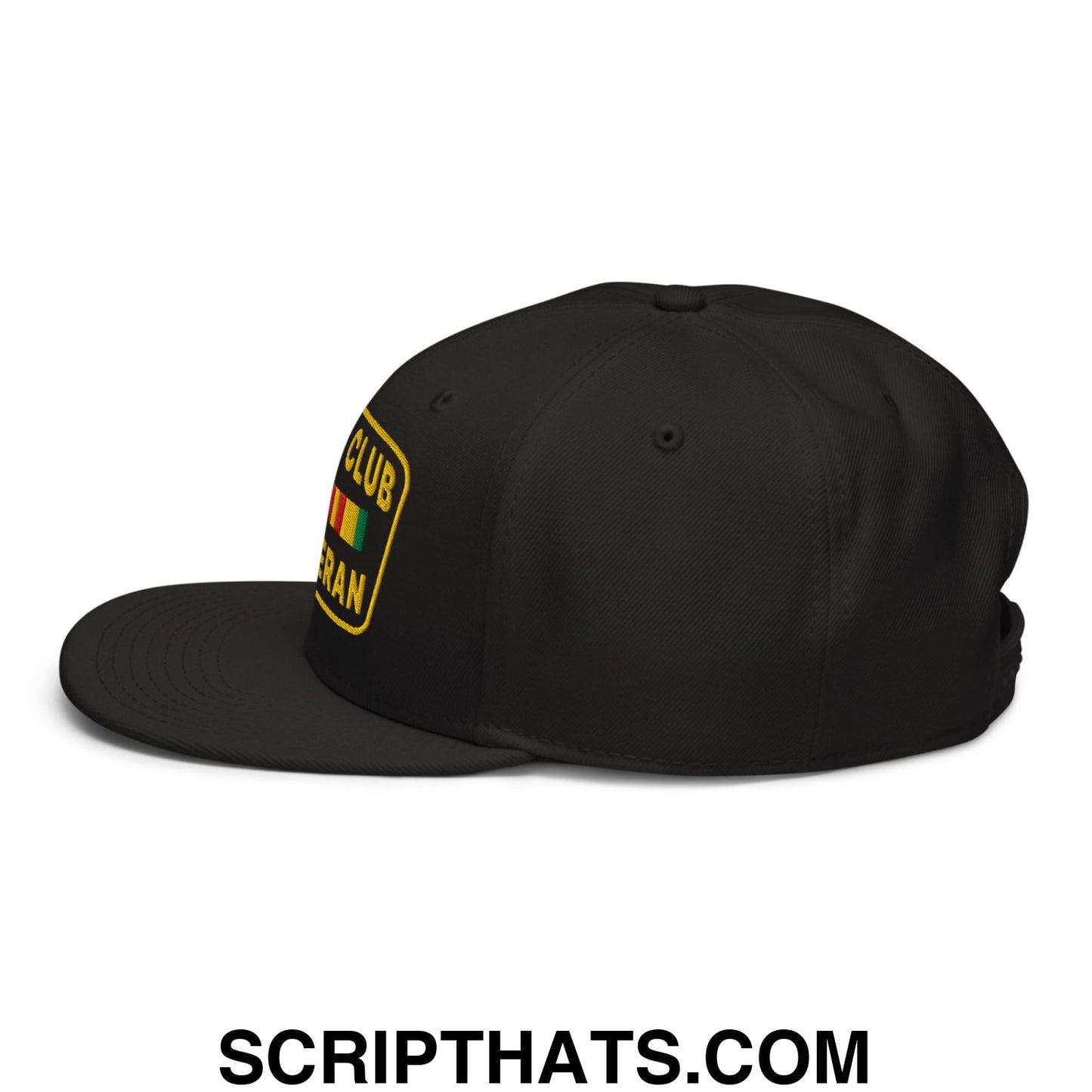 Strip Club Veteran Embroidered Flat Brim Bill Snapback Hat Black