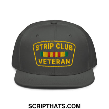 Strip Club Veteran Embroidered Flat Brim Bill Snapback Hat Charcoal gray