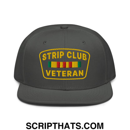 Strip Club Veteran Embroidered Flat Brim Bill Snapback Hat Charcoal gray