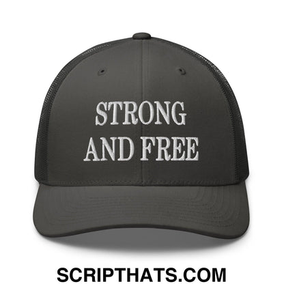 Strong and Free Embroidered Mesh Trucker Hat Charcoal