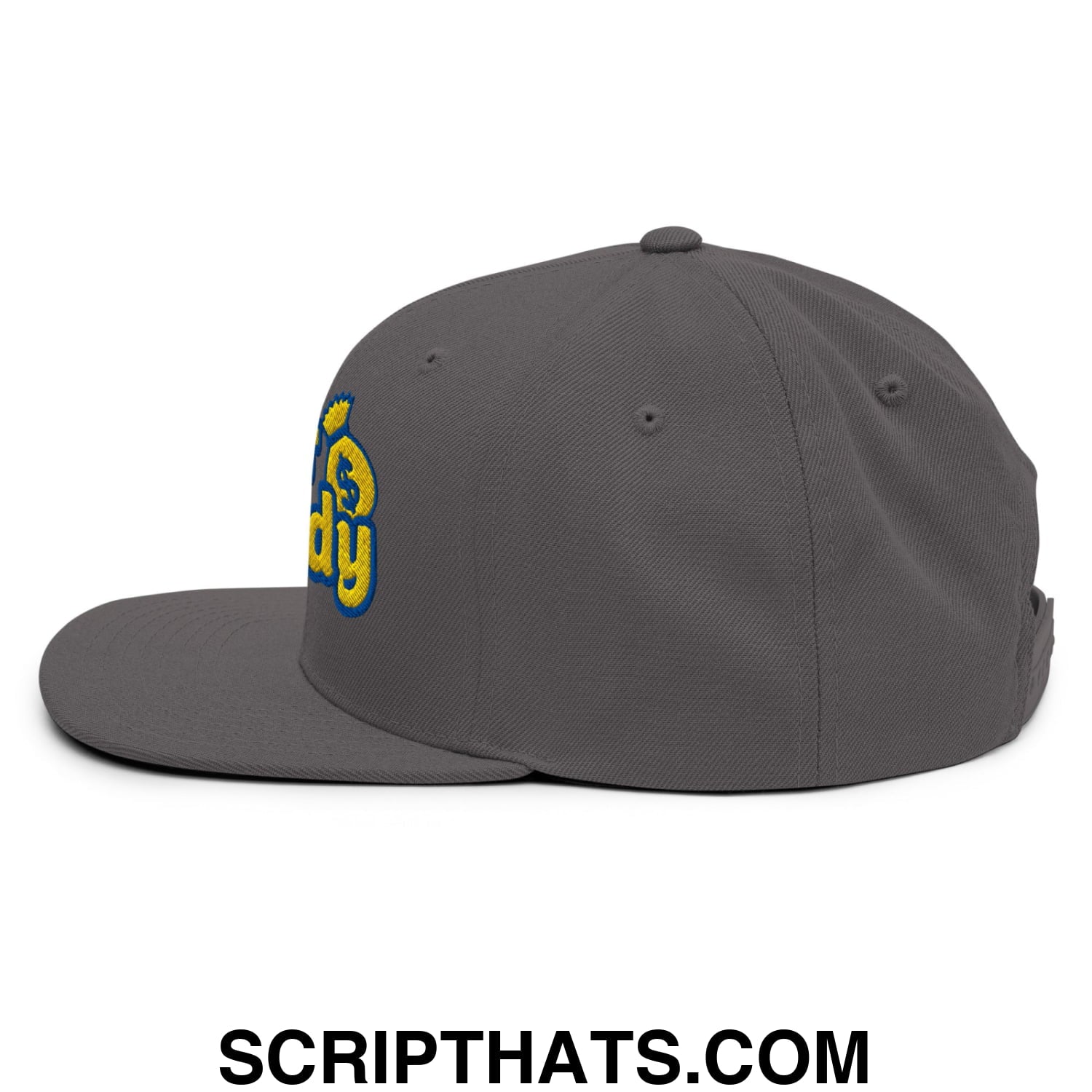Sugar Daddy Embroidered Flat Bill Brim Snapback Hat Dark Grey
