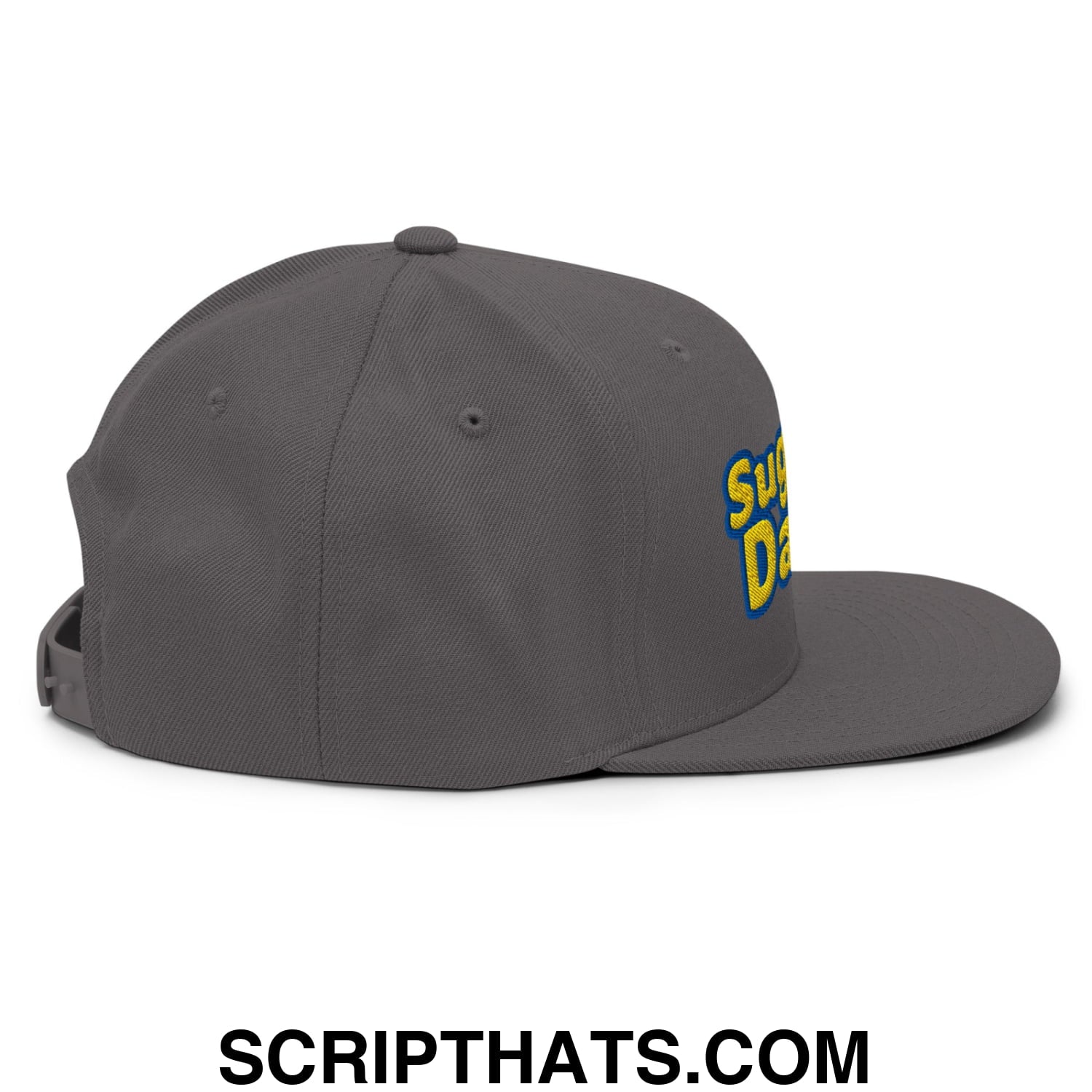 Sugar Daddy Embroidered Flat Bill Brim Snapback Hat Dark Grey