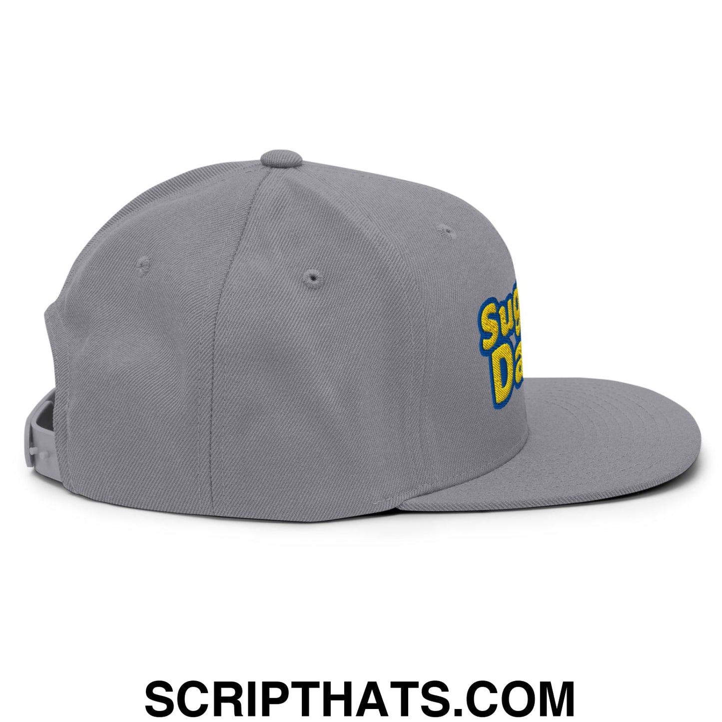 Sugar Daddy Embroidered Flat Bill Brim Snapback Hat Silver
