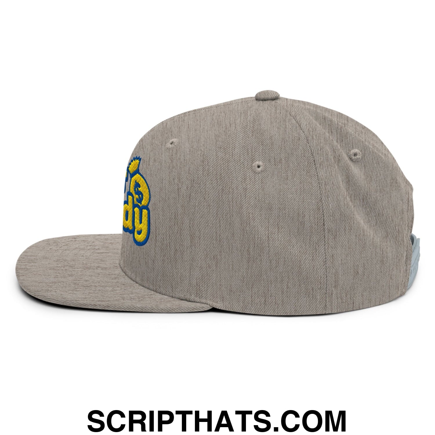 Sugar Daddy Embroidered Flat Bill Brim Snapback Hat Heather Grey