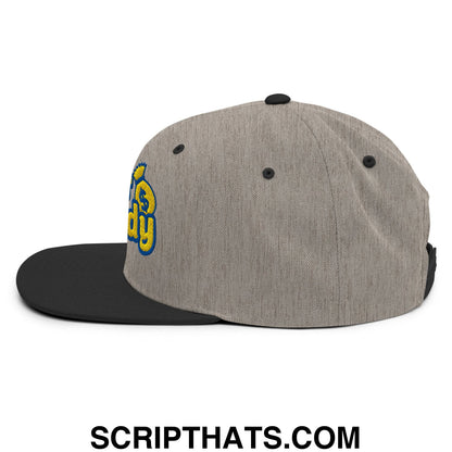 Sugar Daddy Embroidered Flat Bill Brim Snapback Hat Heather Black