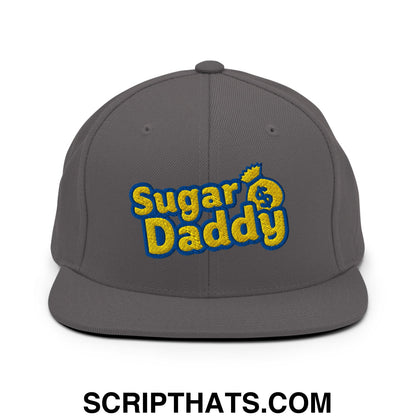 Sugar Daddy Embroidered Flat Bill Brim Snapback Hat Dark Grey