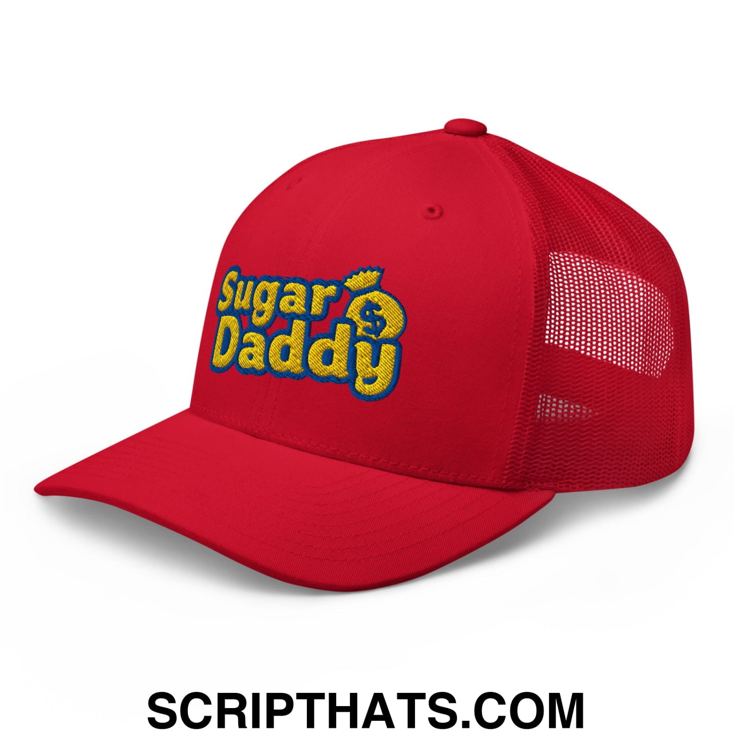 Sugar Daddy Embroidered Mesh Trucker Hat Red