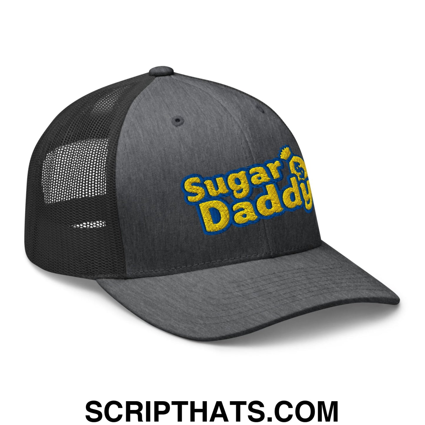 Sugar Daddy Embroidered Mesh Trucker Hat Dark Heather Gray