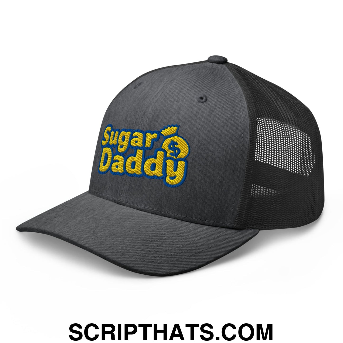 Sugar Daddy Embroidered Mesh Trucker Hat Dark Heather Gray