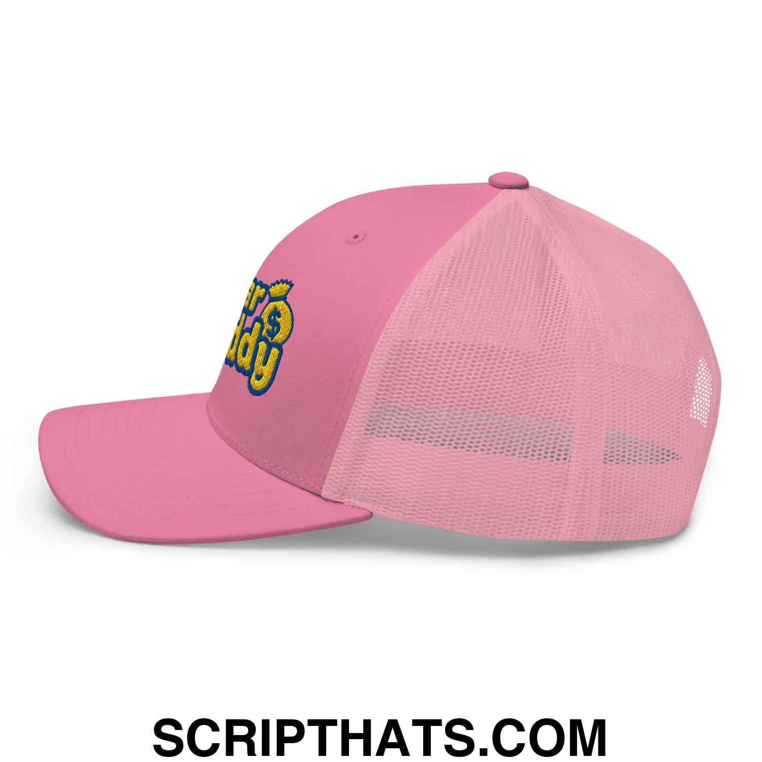 Sugar Daddy Embroidered Mesh Trucker Hat Pink