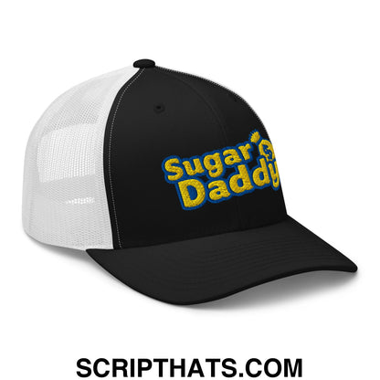 Sugar Daddy Embroidered Mesh Trucker Hat Black White