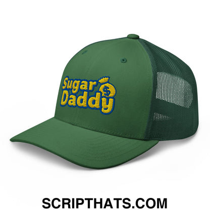 Sugar Daddy Embroidered Mesh Trucker Hat Evergreen