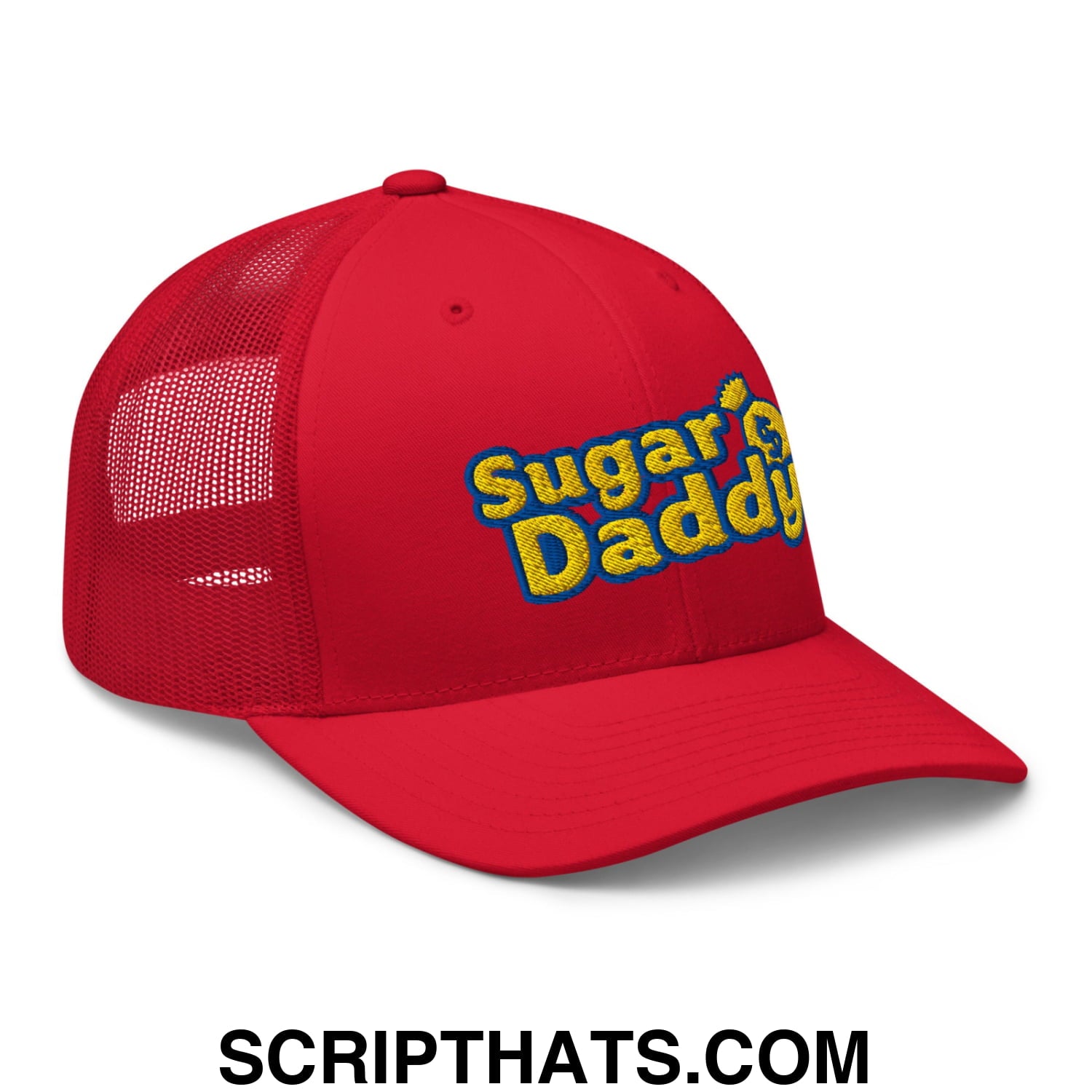 Sugar Daddy Embroidered Mesh Trucker Hat Red