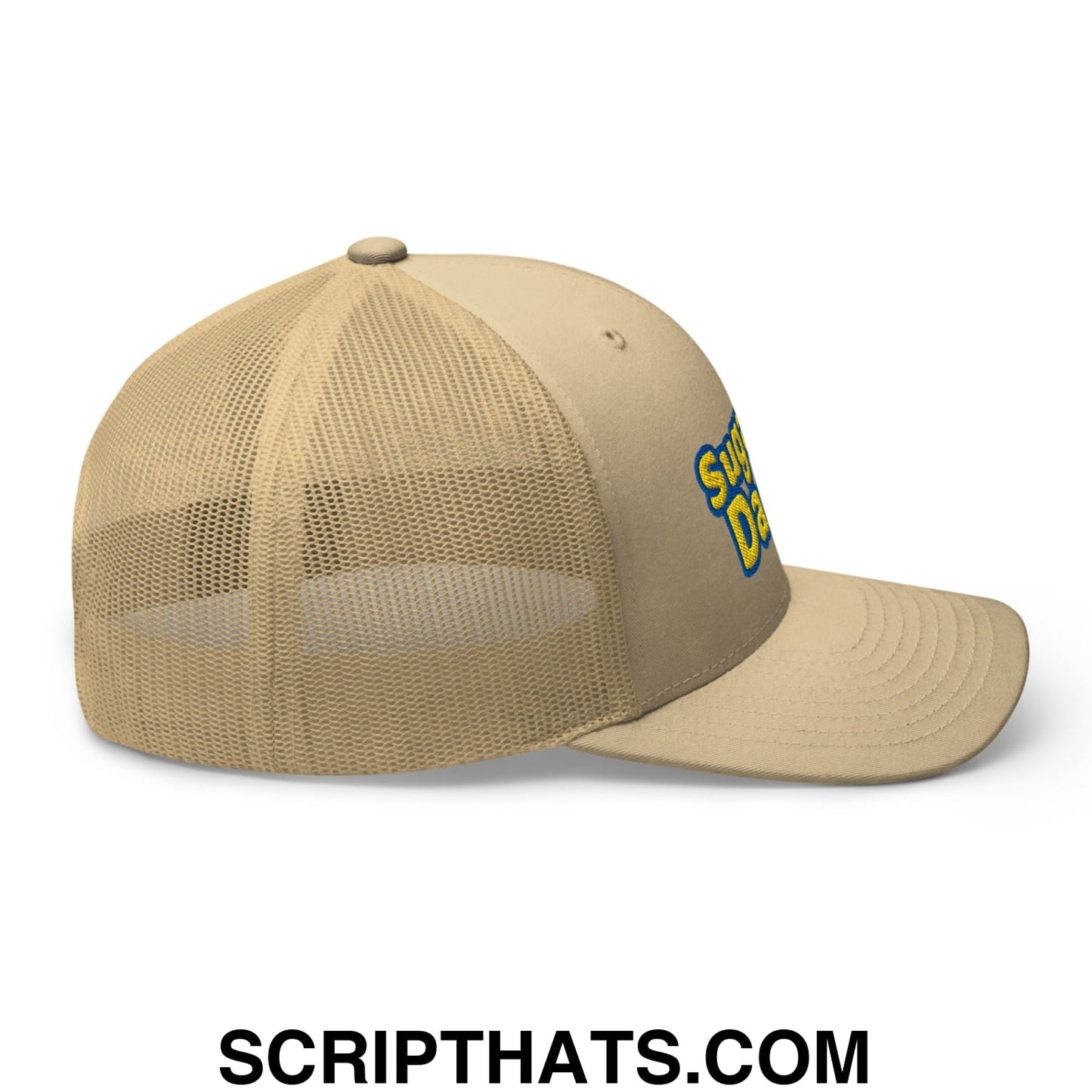Sugar Daddy Embroidered Mesh Trucker Hat Khaki