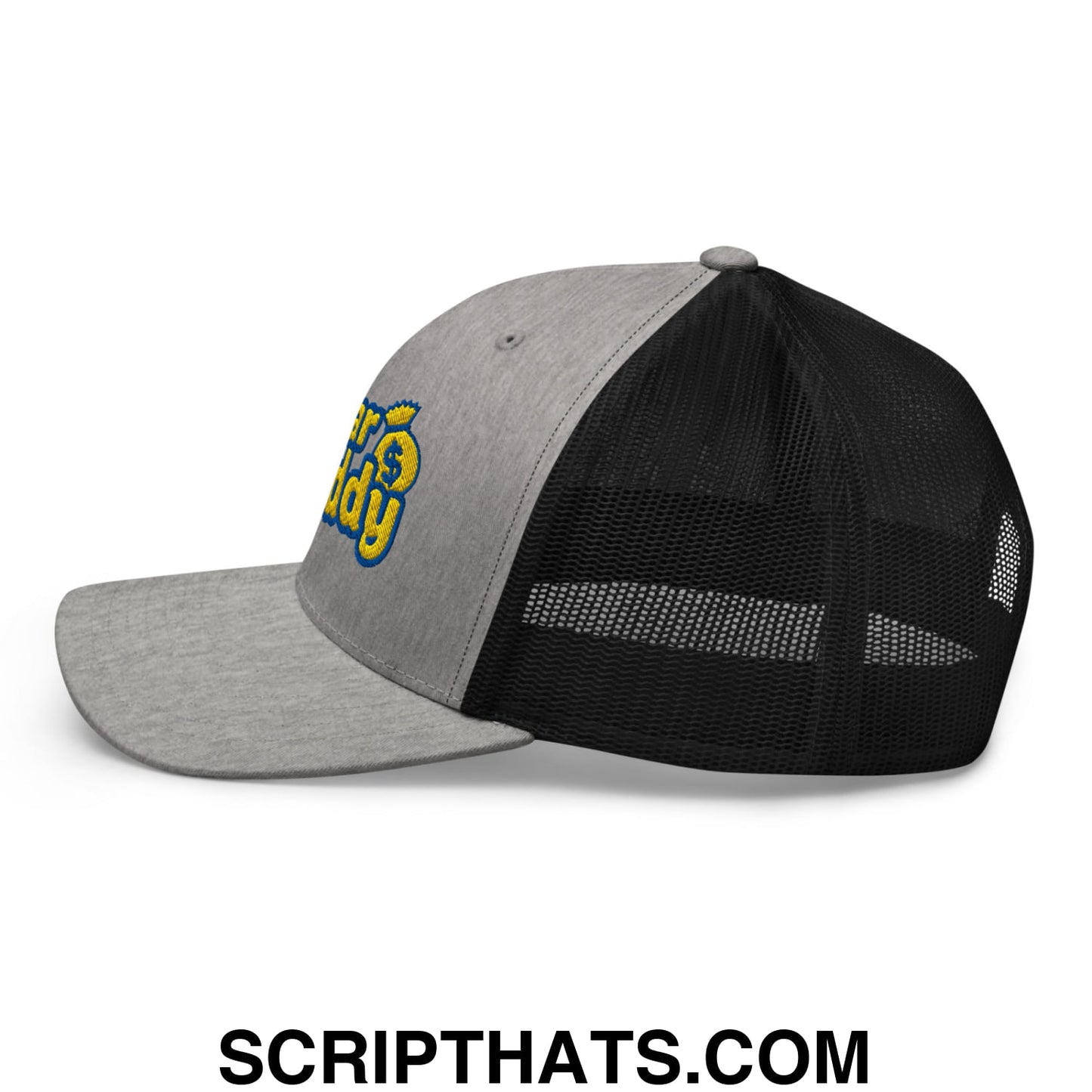 Sugar Daddy Embroidered Mesh Trucker Hat Heather Black