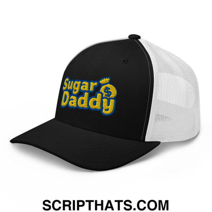 Sugar Daddy Embroidered Mesh Trucker Hat Black White