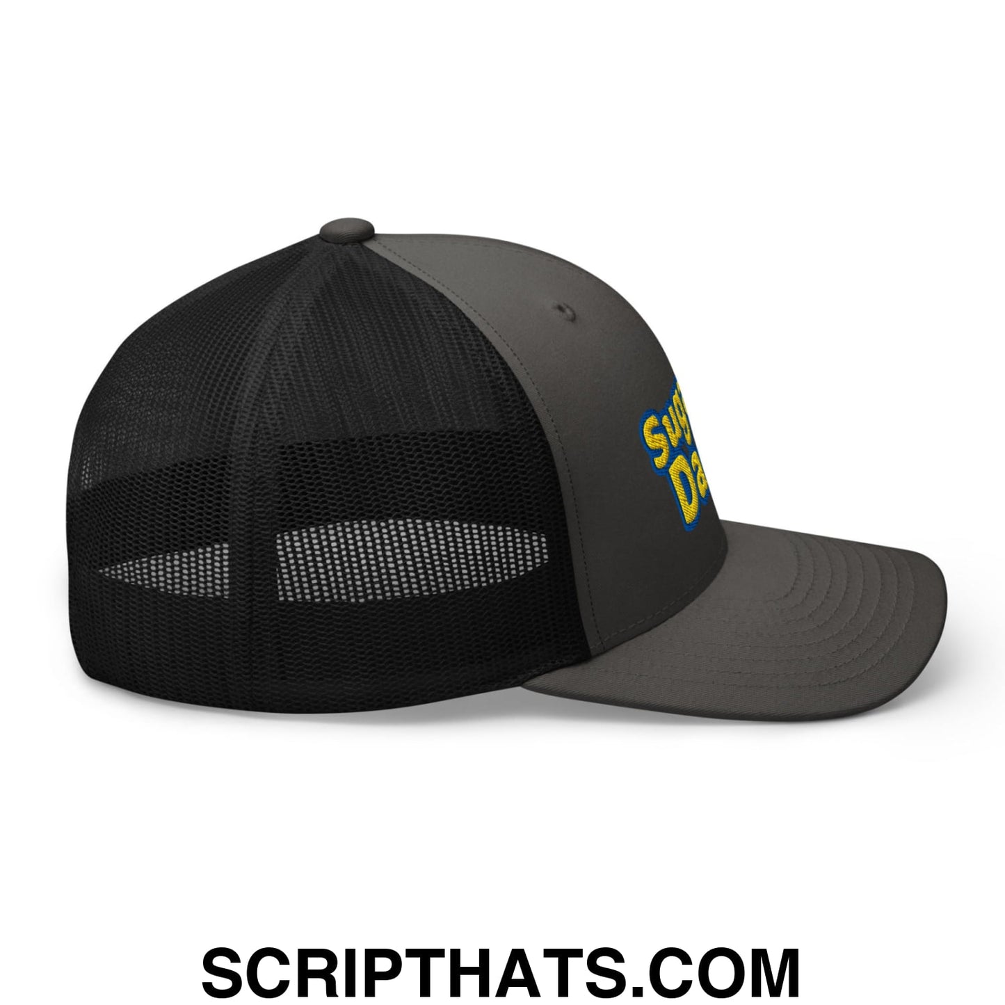 Sugar Daddy Embroidered Mesh Trucker Hat Charcoal Black