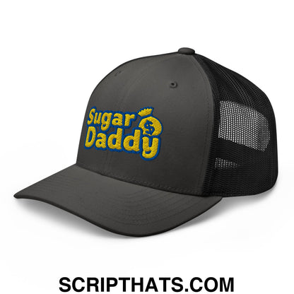 Sugar Daddy Embroidered Mesh Trucker Hat Charcoal Black