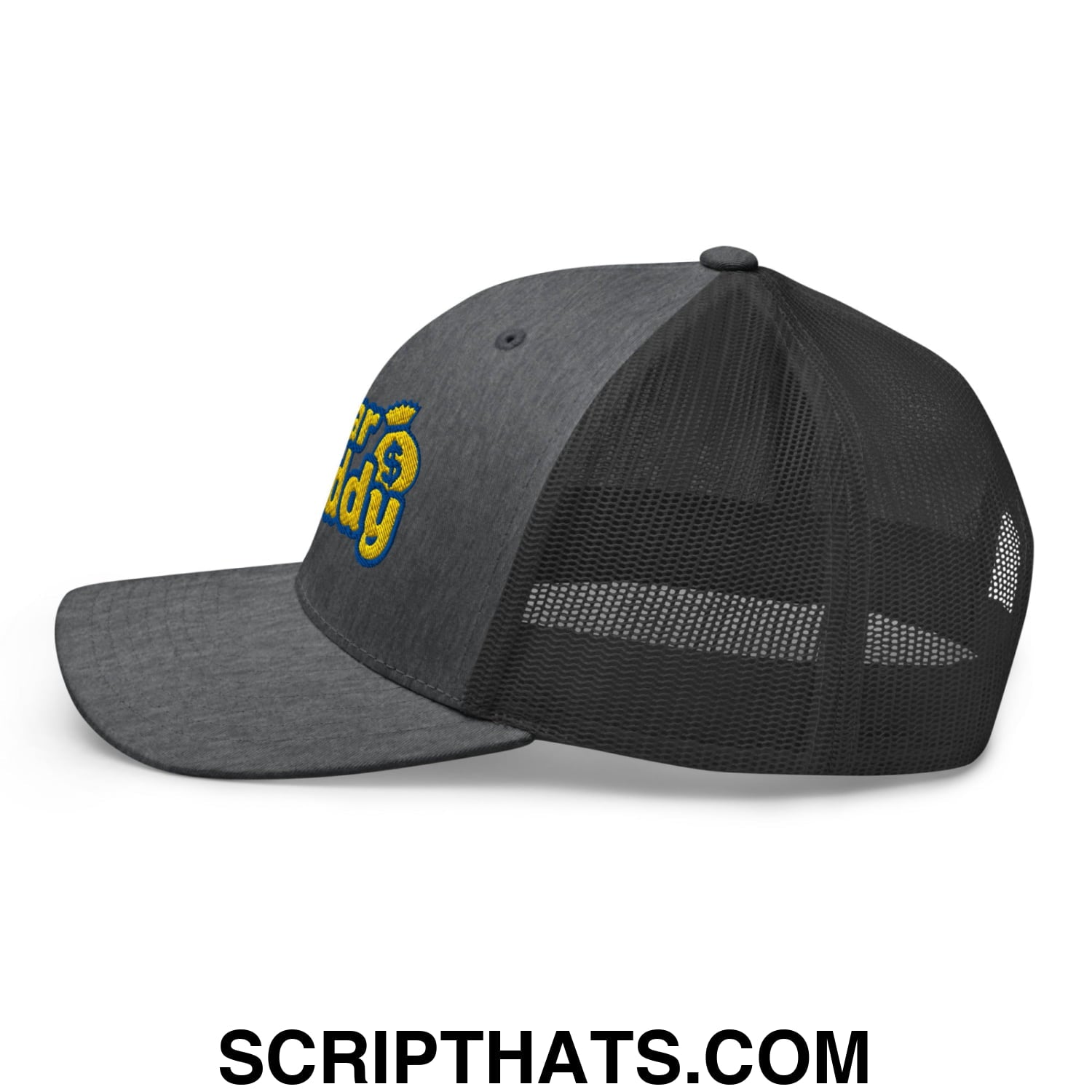 Sugar Daddy Embroidered Mesh Trucker Hat Dark Heather Gray