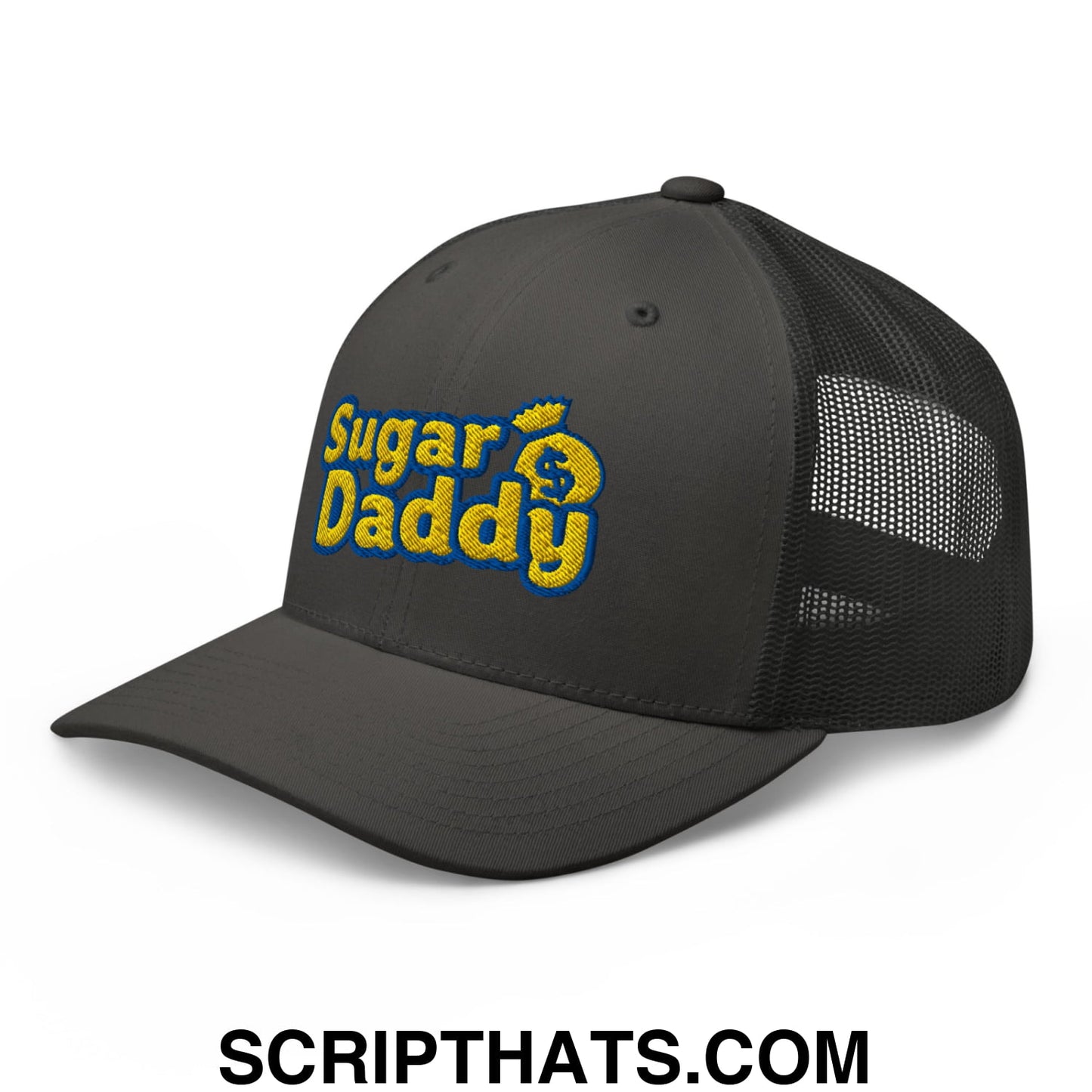 Sugar Daddy Embroidered Mesh Trucker Hat Charcoal