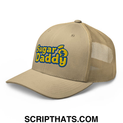 Sugar Daddy Embroidered Mesh Trucker Hat Khaki