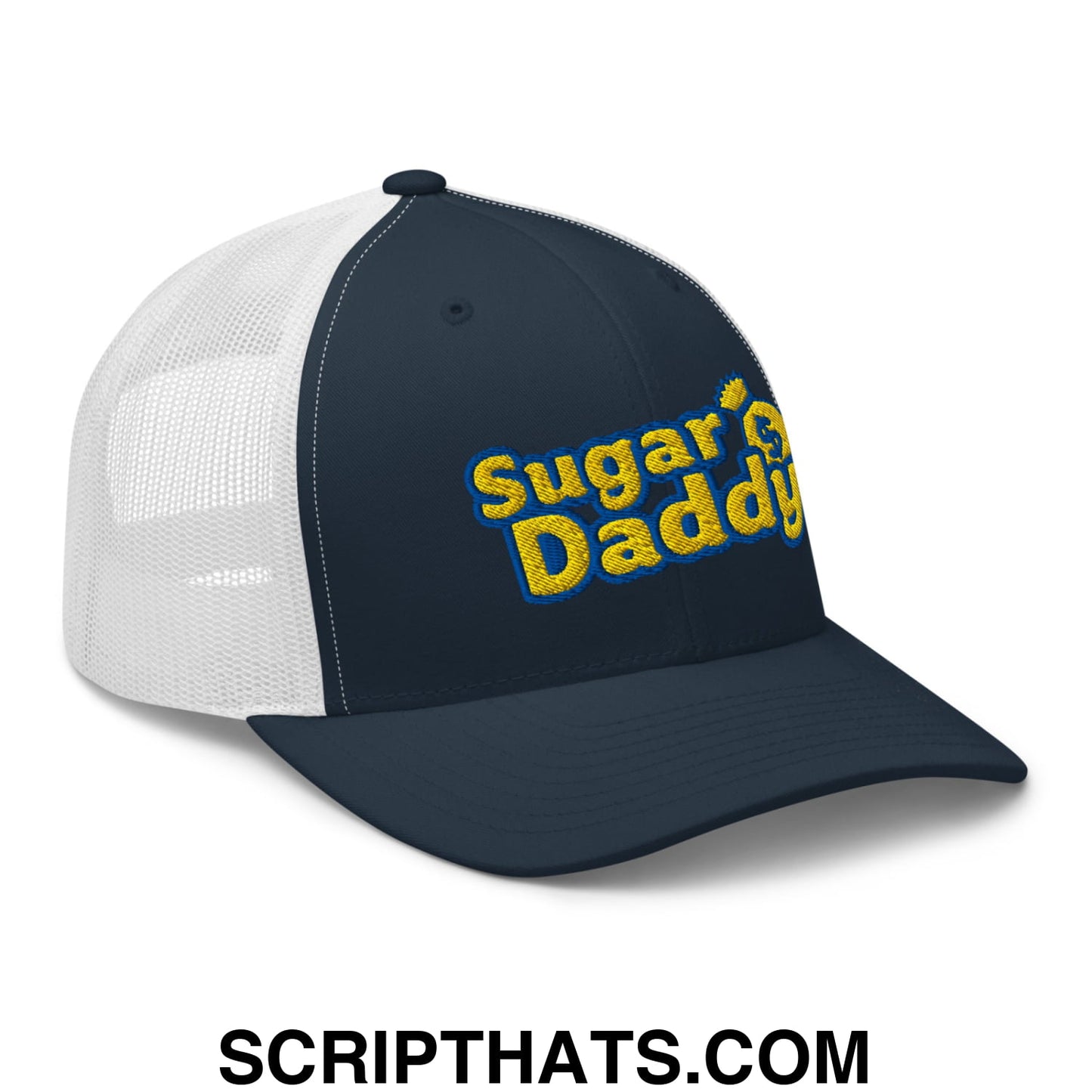 Sugar Daddy Embroidered Mesh Trucker Hat Navy White