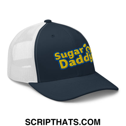 Sugar Daddy Embroidered Mesh Trucker Hat Navy White