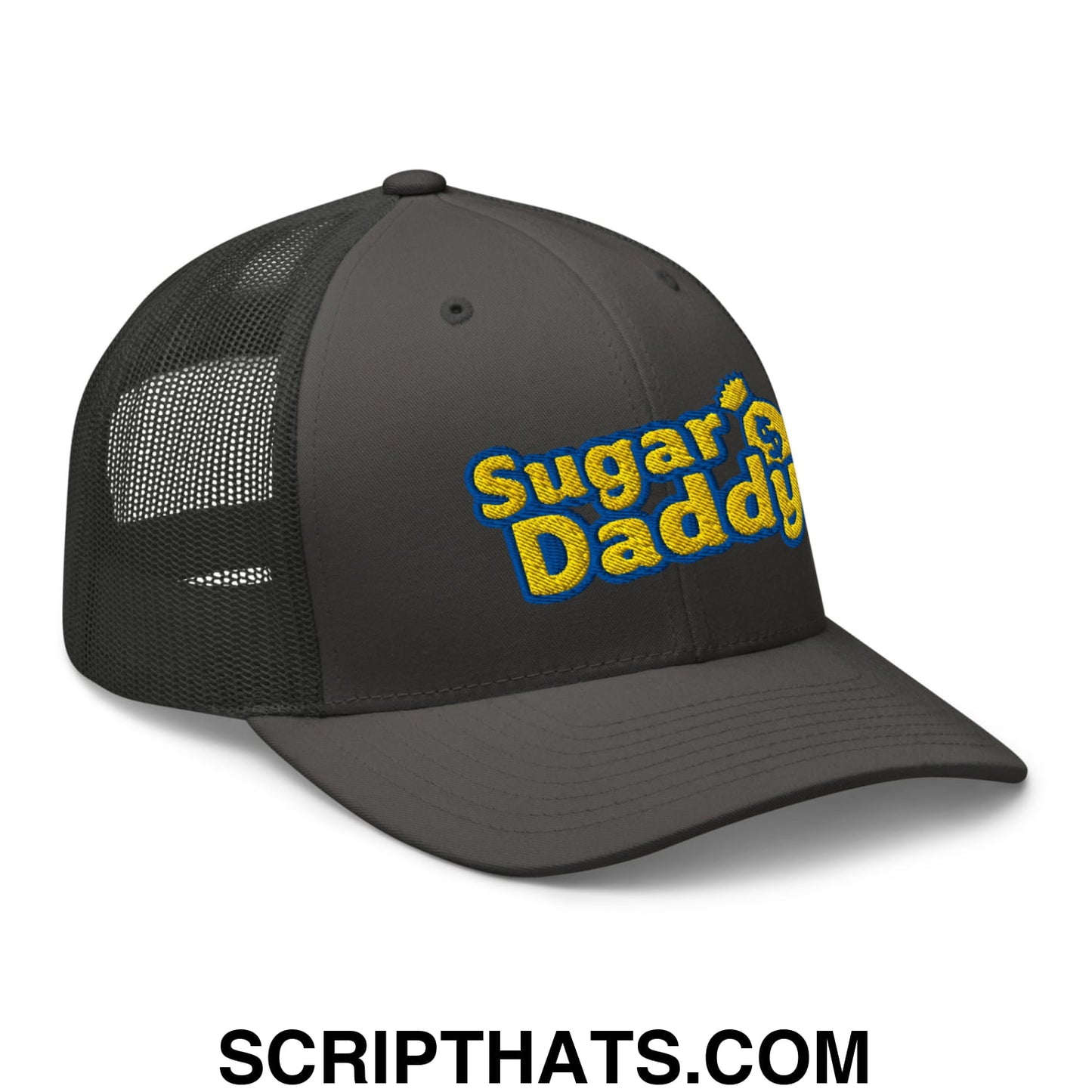 Sugar Daddy Embroidered Mesh Trucker Hat Charcoal