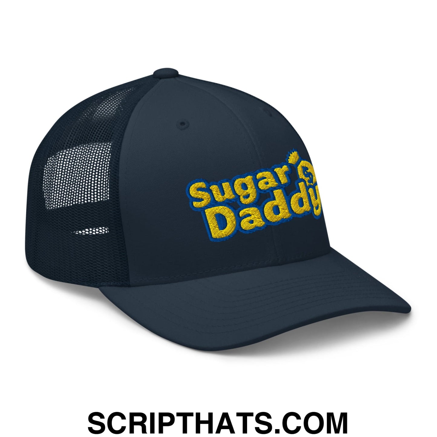 Sugar Daddy Embroidered Mesh Trucker Hat Navy