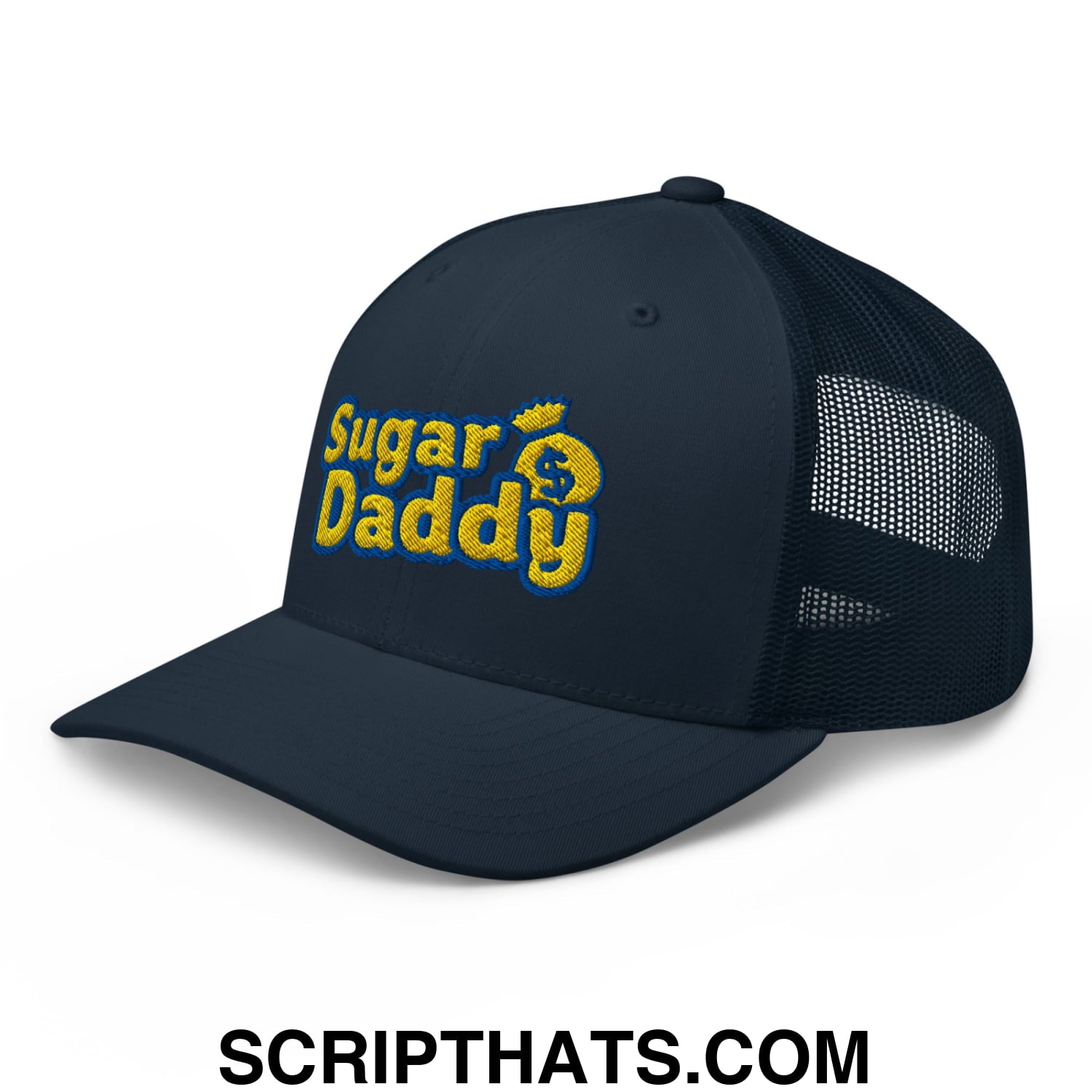 Sugar Daddy Embroidered Mesh Trucker Hat Navy