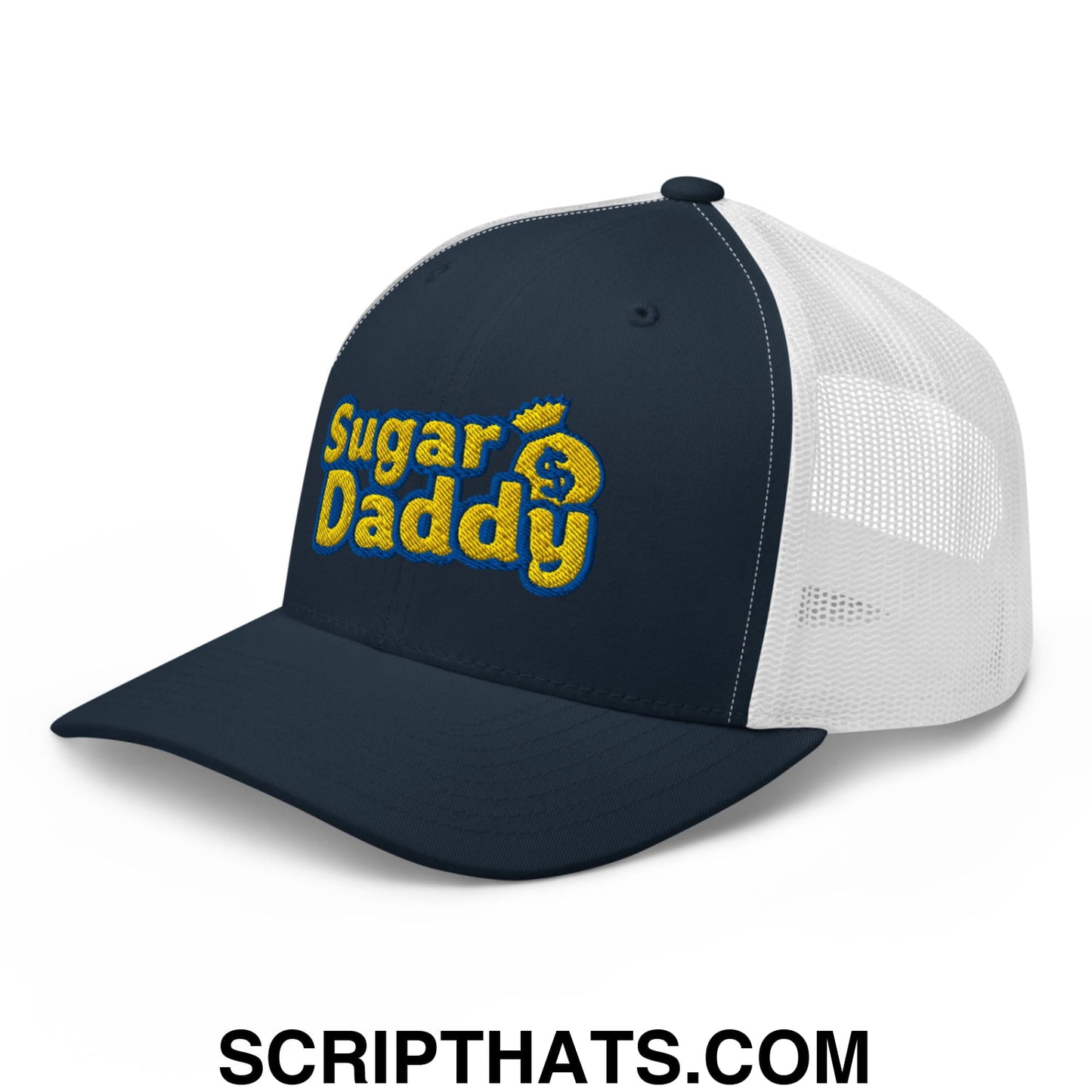 Sugar Daddy Embroidered Mesh Trucker Hat Navy White