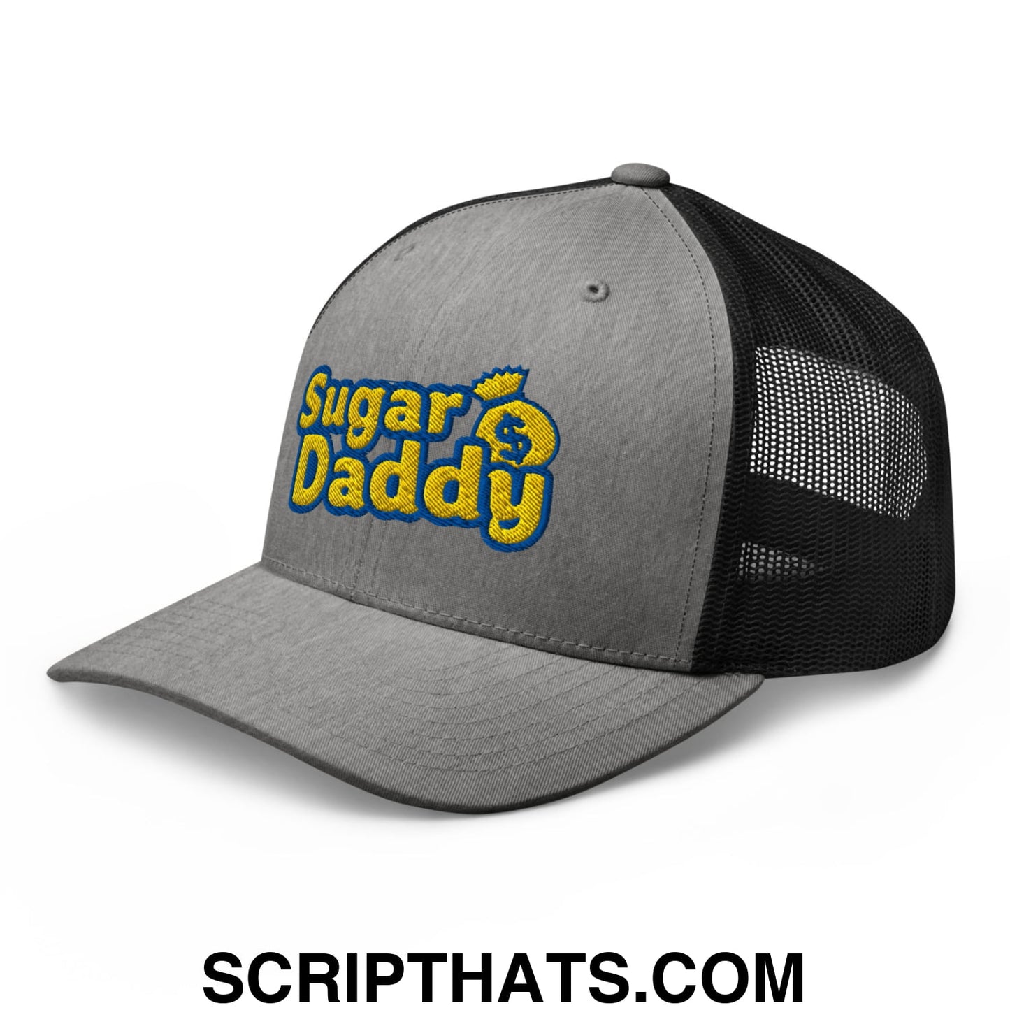 Sugar Daddy Embroidered Mesh Trucker Hat Heather Black