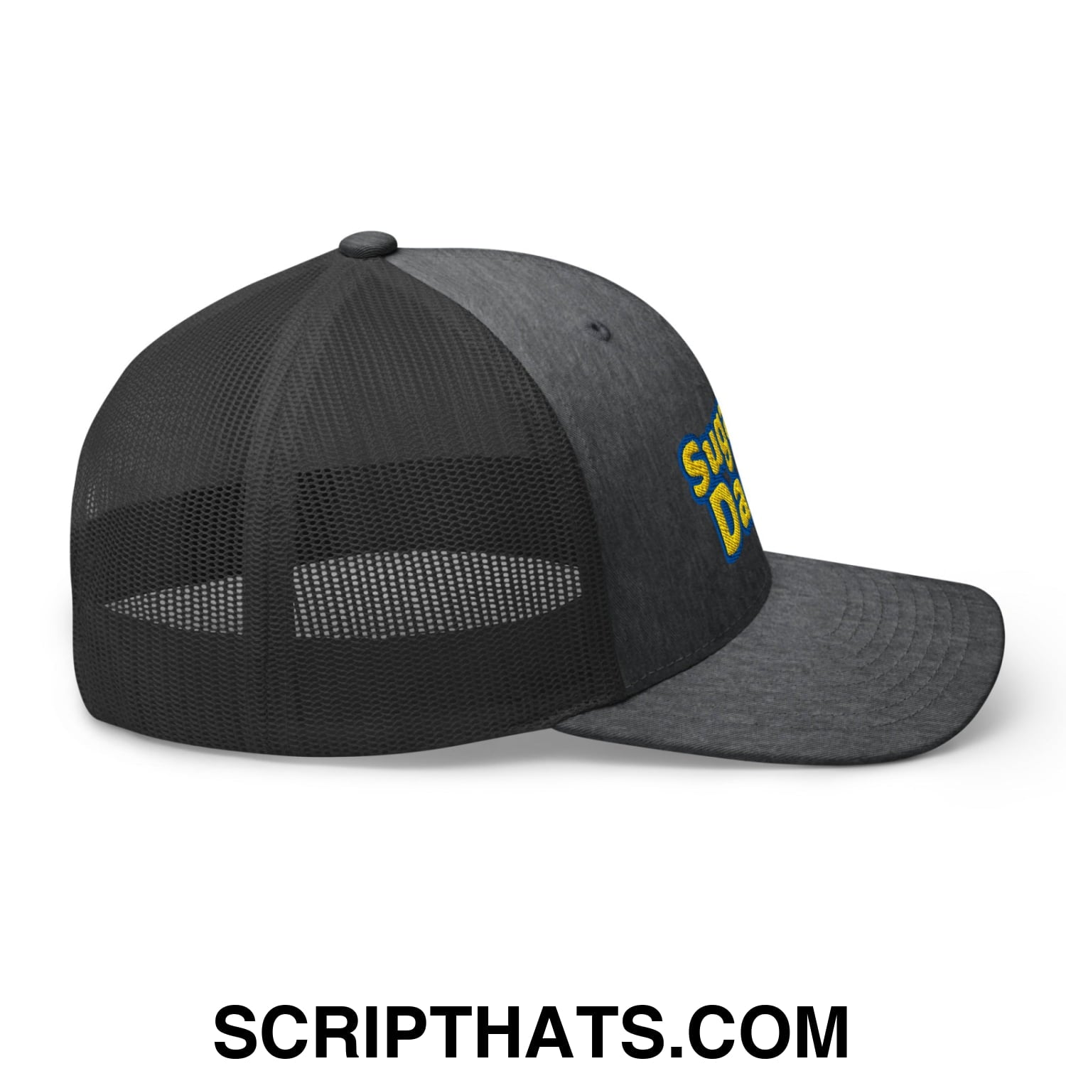 Sugar Daddy Embroidered Mesh Trucker Hat Dark Heather Gray