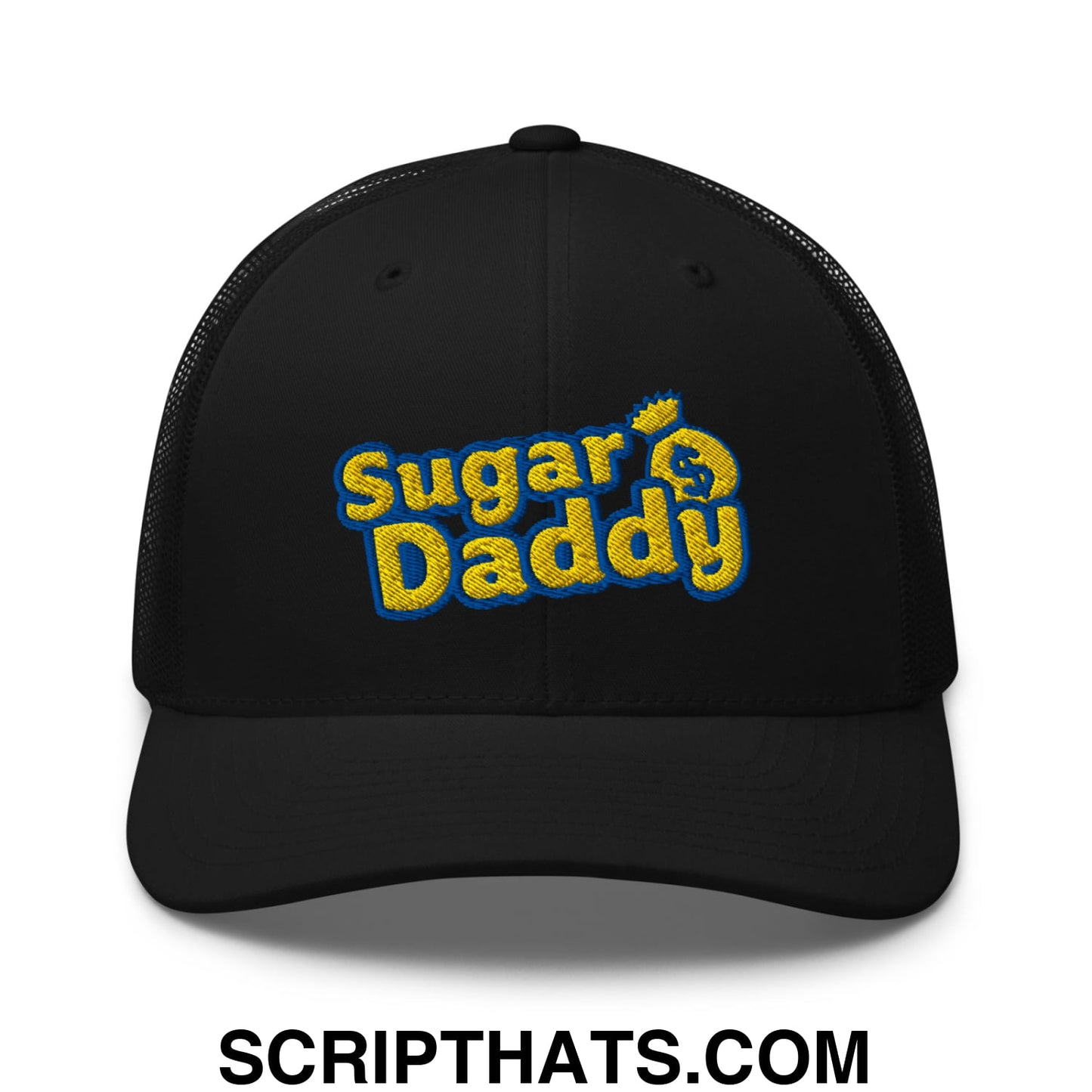 Sugar Daddy Embroidered Mesh Trucker Hat Black