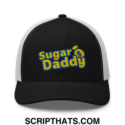 Sugar Daddy Embroidered Mesh Trucker Hat Black White