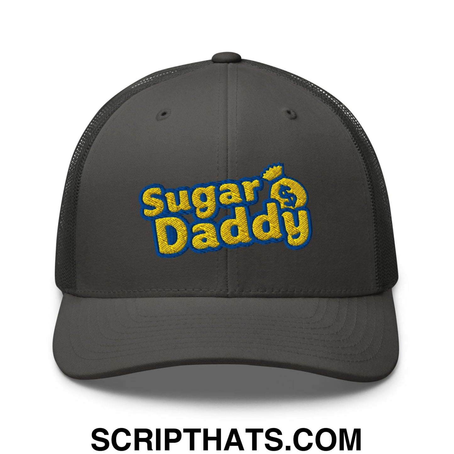 Sugar Daddy Embroidered Mesh Trucker Hat Charcoal