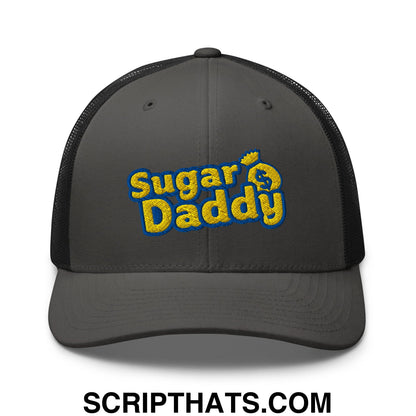 Sugar Daddy Embroidered Mesh Trucker Hat Charcoal Black