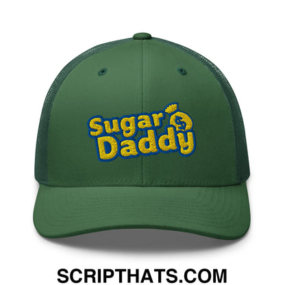 Sugar Daddy Embroidered Mesh Trucker Hat Evergreen