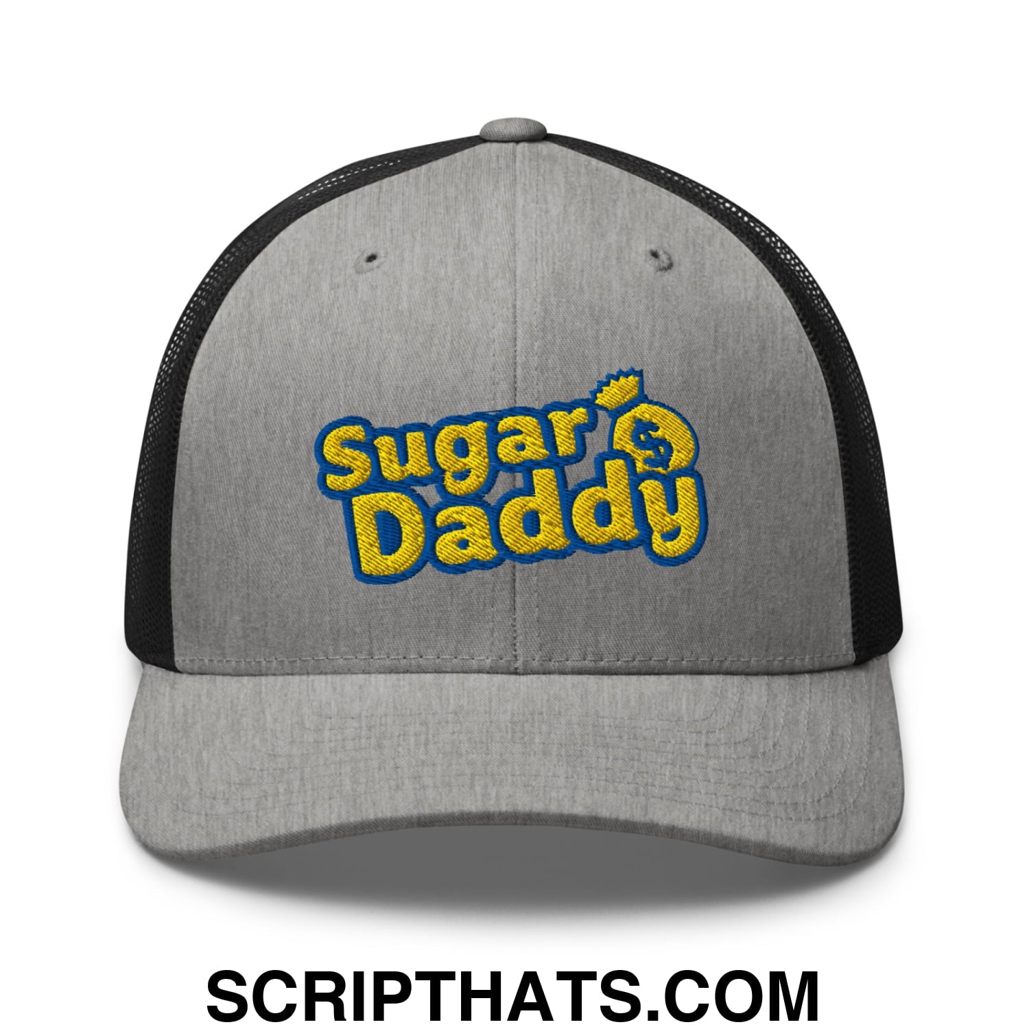 Sugar Daddy Embroidered Mesh Trucker Hat Heather Black
