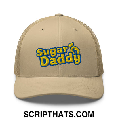 Sugar Daddy Embroidered Mesh Trucker Hat Khaki