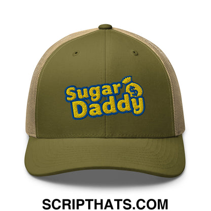 Sugar Daddy Embroidered Mesh Trucker Hat Moss Khaki