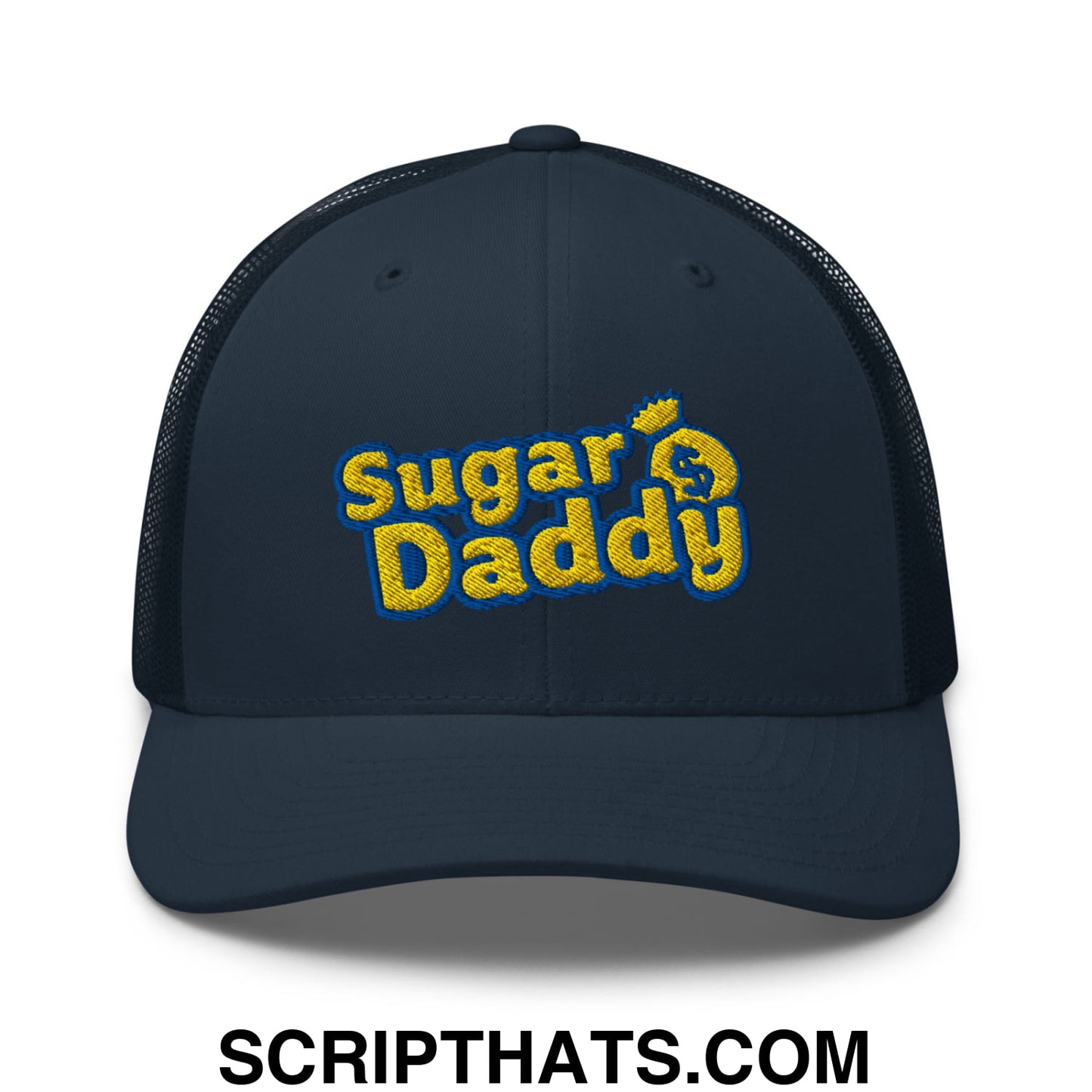Sugar Daddy Embroidered Mesh Trucker Hat Navy