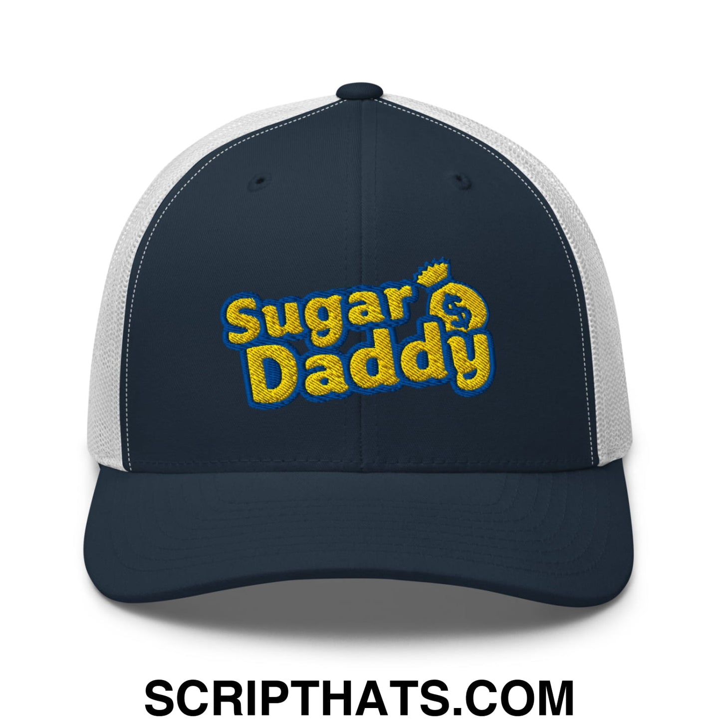 Sugar Daddy Embroidered Mesh Trucker Hat Navy White